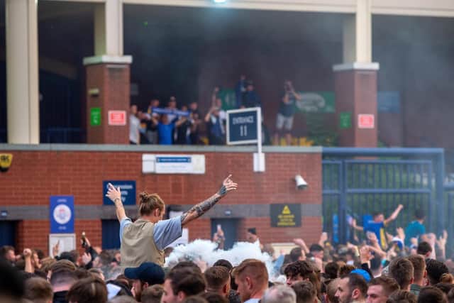 WE'RE BACK! The scene at Elland Road one year ago today. Picture by Bruce Rollinson.