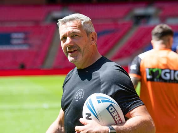 Picture by Allan McKenzie/SWpix.com - 16/07/2021 - Rugby League - Betfred Challenge Cup Final 2021 - Castleford Captains Run - Wembley Stadium, London, England - Castleford Daryl Powell at his side's captain's run session.