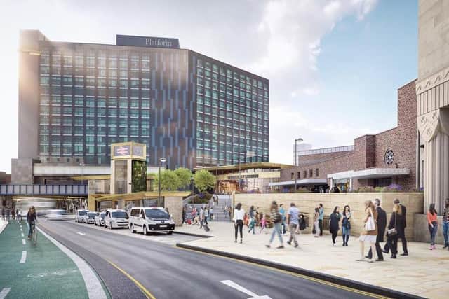 The taxi rank would be moved as part of the new £39.5million scheme. Pictured: CGI of the new rank.