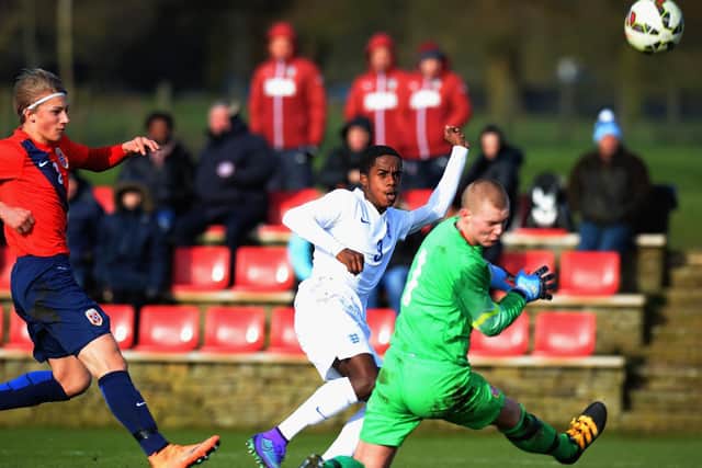 TARGET:  Valerenga goalkeeper Kristoffer Klaesson, right. Photo by Tony Marshall/Getty Images.