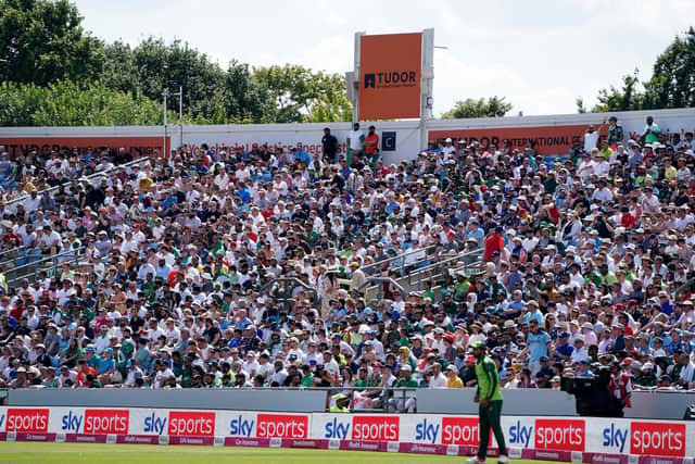 Fans on the Western Terracce at Headingley during the Twenty20 International match between England and Pakistan. Picture: Zac Goodwin/PA