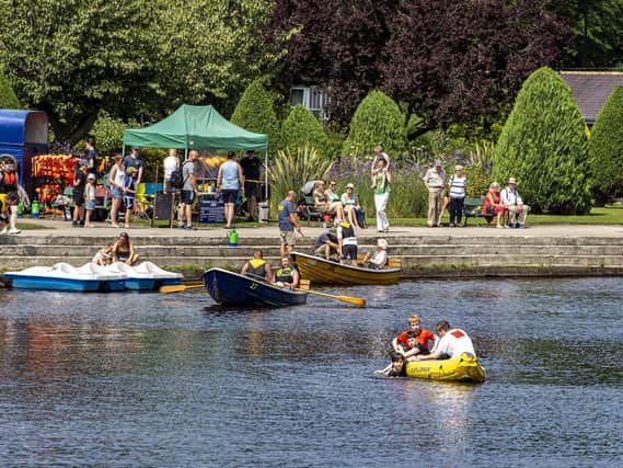 Visitors on the boats on the River Wharfe in Otley on Sunday afternoon. PIC: Tony Johnson