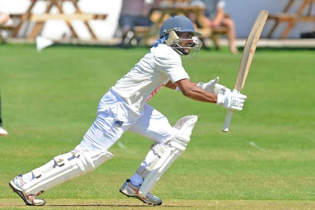 Ossett batsman Rishin Mahamarakkala Patabedige who scored 22 against visitors Carlton. Picture: Steve Riding.