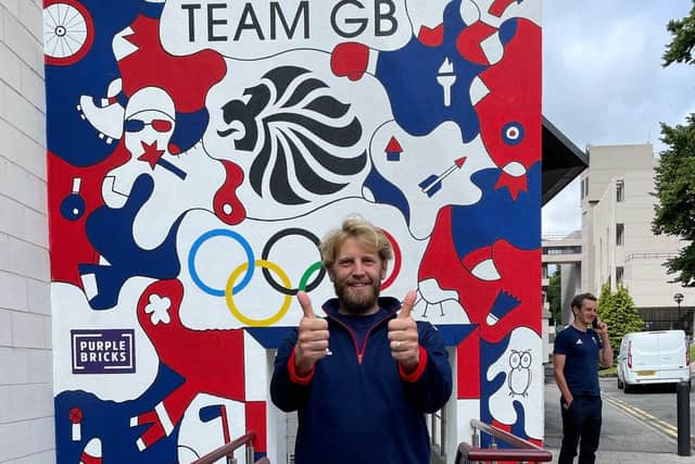 Olympic rowing gold medallist Andrew Triggs Hodge helped unveil Nicolas Dixon's mural at The Edge sports complex