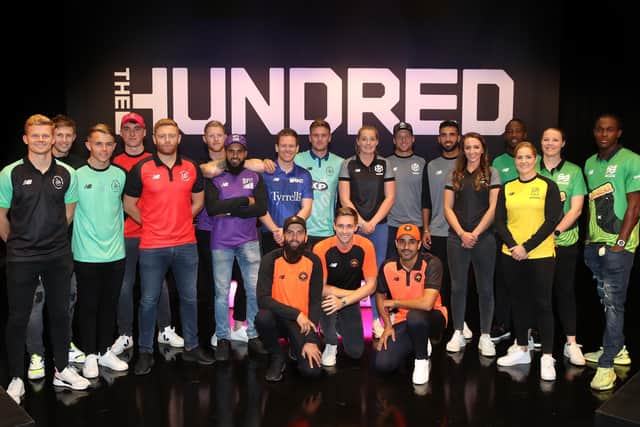 IN IT TO WIN IT: Players for the eight teams in The Hundred line up following The Hundred Draft. Picture: Christopher Lee/Getty Images