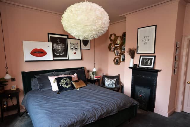 While the bedroom is a luxurious space to relax, with the couple's signature edge thrown in. Photo: Jonathan Gawthorpe