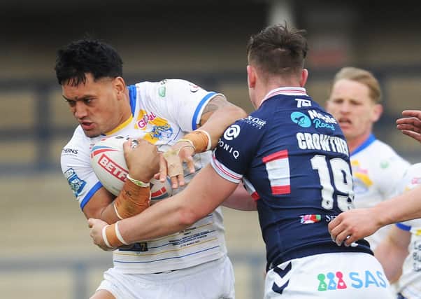 Zane Tetevano is expected to make a big impact on his return for Leeds Rhinos against Salford Red Devils. Picture: Steve Riding.