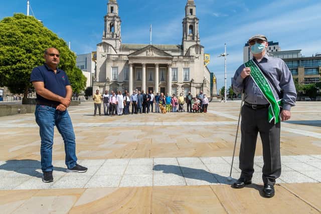 Members of the LCC AUAG & Disability Hub protesting in Millennium Square on Monday, July 19 to voice concerns about the accessibility of the plans.