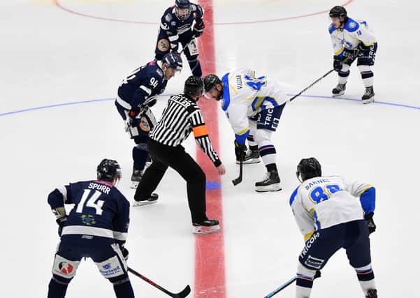 SAME AGAIN: Sheffield Steeldogs will provide the first opposition for Leeds Knights in a pre-season exhibition game at Elland Road ice rink on Friday, September 10. The Steeldogs were the first team to play in the rink when the Leeds Chiefs made their debut there in January 2020, above. Picture: Jonathan Gawthorpe.
