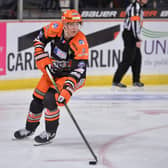 Cole Shudra, pictured playing for Sheffield Steelers during the 2019-20 EIHL season, has signed a two-way deal with Leeds Knights. Picture: Dean Woolley.