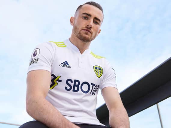 Leeds United winger Jack Harrison in the club's new home shirt. Pic: LUFC