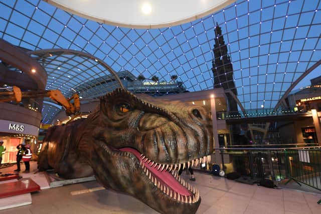 The T-Rex is installed at Trinity Leeds. PIC: Gerard Binks