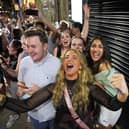 People queuing for Bar Fibre in Leeds city centre after the final legal coronavirus restrictions were lifted in England at midnight. PIC: PA