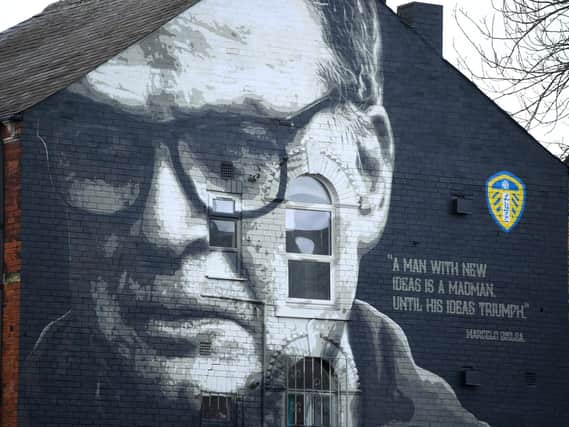 Leeds United head coach Marcelo Bielsa's mural in Hyde Park. Pic: Getty
