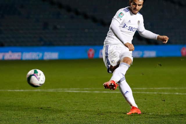 CLINICAL: Pascal Struijk with his spot kicks in a Leeds United training video shared by the defender. Photo by Phil Noble - Pool/Getty Images.