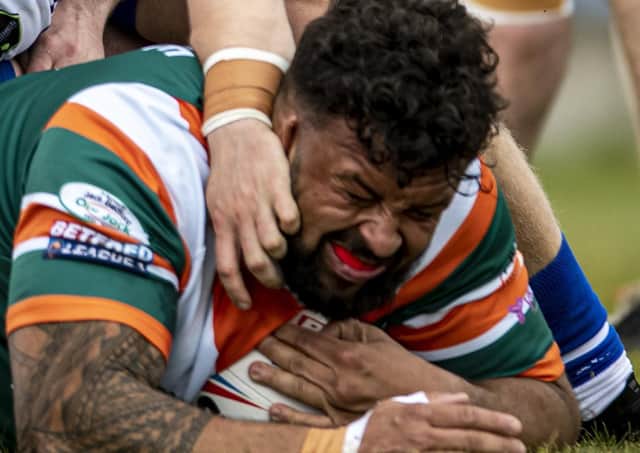 Jordan Andrade proved a colossus for Hunslet in Sunday's Betfred League 1 20-20 draw with Keighley Cougars. Picture: Tony Johnson/JPIMedia.