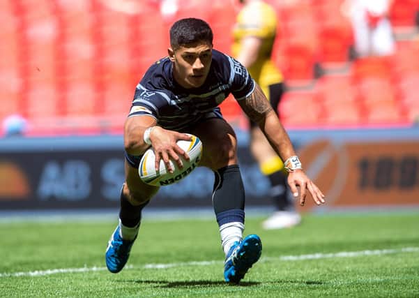 Fa'amanu Brown scored two tries for Featherstone Rovers in the Betfred Championship win over Bradford Bulls. Picture: Bruce Rollinson/JPIMedia.