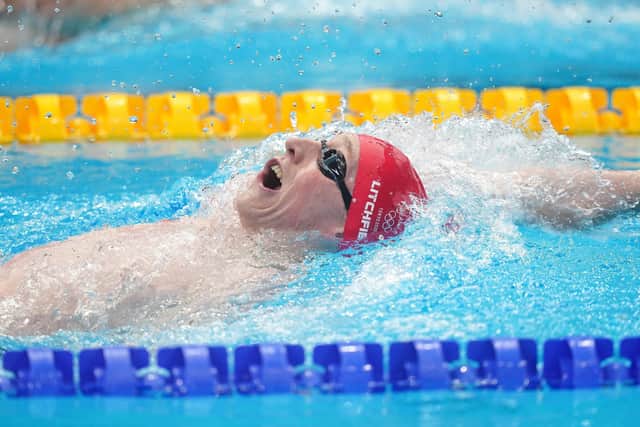 FAST TIME: Pontefract's Max Litchfield in action in the Men's 400m Individual Medley heats at the Tokyo Aquatics Centre on Saturday. Picture: Adam Davy/PA
