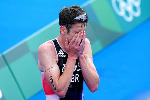 Leeds's own Jonny Brownlee after finishing fifth in the Men's Triathlon at the Odaiba Marine Park. PIC: Martin Rickett/PA Wire