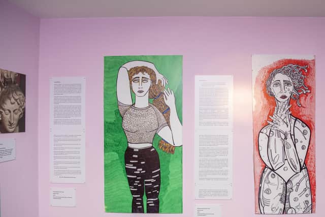 Work by Mama Crone showing with the Mixed Notes exhibition in the community corridor at Leeds City Museum. 

Picture :Tony Johnson