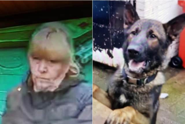 Police would like to speak to this woman about the theft of a German Shepherd called Rocky in Leeds.