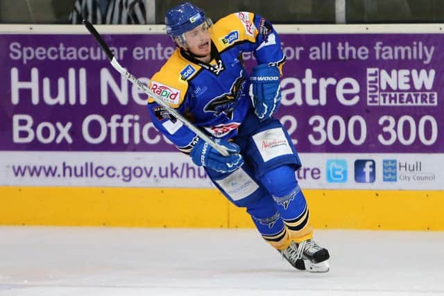 Matty Davies, in action for Hull Stingrays during the 2013-14 EIHL season. Picture courtesy of Arthur Foster.