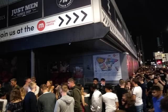 The queue outside Pryzm in Leeds on Saturday.