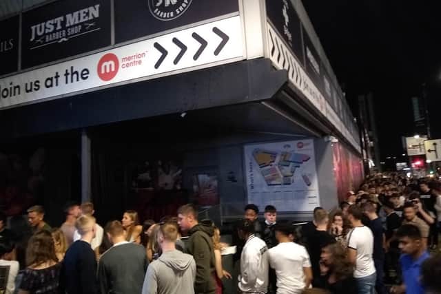 The queue outside Pryzm in Leeds on Saturday.