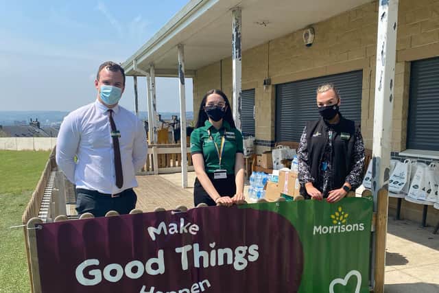 Pictured, From left to right: Matthew Caunt, Zara Saunders and Helen Perkin, who are some of the Morrisons community champions helping roll out the Crick-Eat partnership scheme this week in West Yorkshire. Photo credit: Submitted picture.