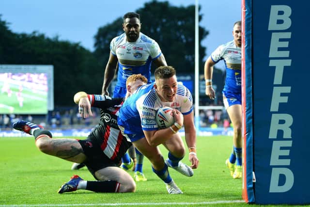 Callum Mclelland scored his first Super League try for Rhinos against Salford last week. Picture by Jonathan Gawthorpe.