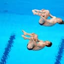 Daniel Goodfellow and Jack Laugher, top, pictured during the Men's Synchronised 3m Springboard Final at the Tokyo Aquatics Centre, where they finished seventh. Picture: Mike Egerton/PA