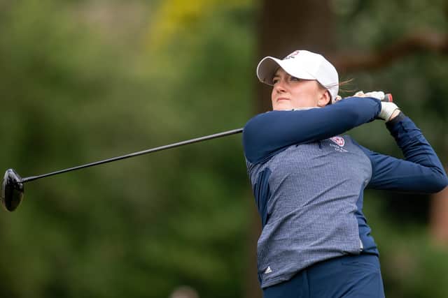 Huddersfield's Charlotte Heath tees off at the second hole at Moortown Golf Club.  Picture: Bruce Rollinson.