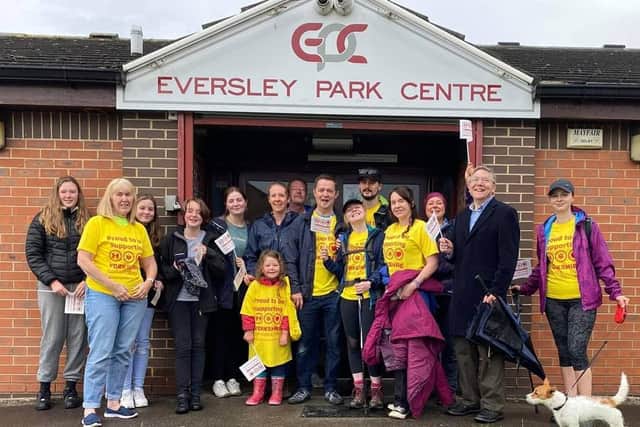 Their support crew see them off from the Eversley Park Centre at Sherburn in Elmet.