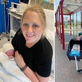 Becky with Barnaby in the maternity unit and Philip with his new son where it all unfolded. (Credit: The Mid Yorkshire Hospitals NHS Trust)