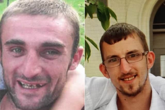 Ian Broadhurst, left, and Matthew Wilson were killed in the car crash caused by Timothy Cawley in East Ardsley.