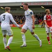 YOUNG LEADER: Whites captain Charlie Cresswell celebrates his 24th-minute header which put Leeds in front. Picture by Bruce Rollinson.