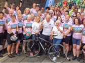 MP Kim Leadbeater and parents, Gordon and Jean, welcome cyclists to London, four days after they left West Yorkshire.