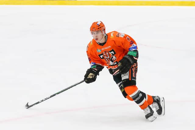 Kieran Brown, seen in action for Telford Tigers during the behind-closed-doors Elite Series earlier this year. Picture courtesy of Andy Bourke, Podium Prints.