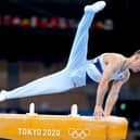 Max Whitlock on his way to winning the Men's Pommel Horse Final at the Ariake Gymnastics Centre. Picture: Mike Egerton/PA