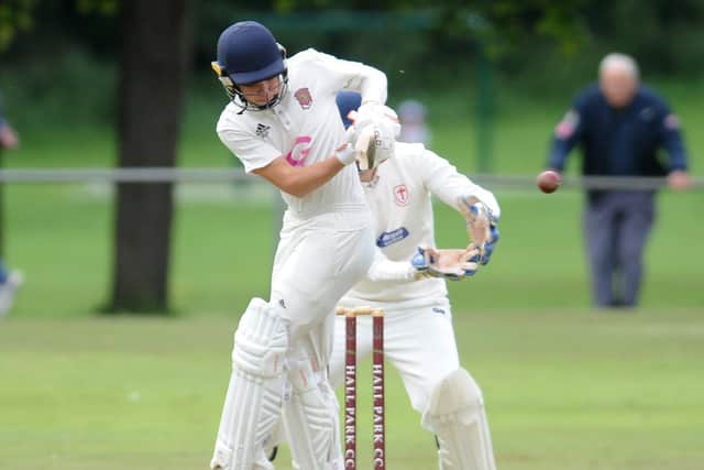 Horsforth Hall Park batsman Regan Phillips who scored a vital 34 to help his side to a three-run victory over Colton. Picture: Steve Riding.