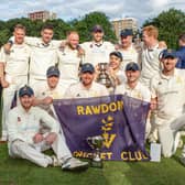 Rawdon celebrate their Waddilove Cup victory over Pool on Sunday. Picture: John Heald.