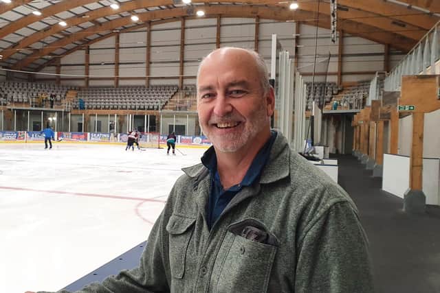 Leeds Knights head coach Dave Whistle at Planet Ice Leeds, on Monday night.