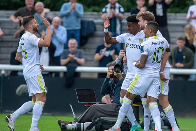Leeds United celebrate during a pre-season clash with Real Betis. Pic: Bruce Rollinson