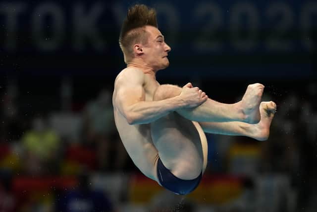 Medal time: Jack Laugher competes in men's diving 3m springboard final.
