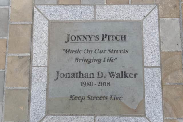The memorial stone commemorating the spot that was 'Jonny's Pitch'