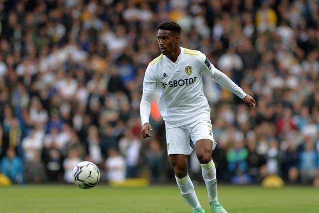 Leeds United defender Junio Firpo in action at Blackburn Rovers. Pic: Jonathan Gawthorpe