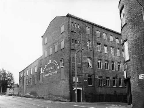 1989 photo of Mabgate Mills, at the junction of Mabgate and Lincoln Green Road. Credit: Leeds Library & Information Service.