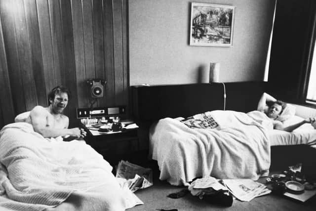 Jack Charlton and Billy Bremner pictured the morning after the 1972 FA Cup triumph. Pic: Varley Picture Agency
