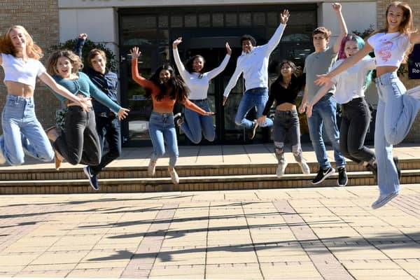 Pupils at Leeds Grammar School celebrating after collecting their exam results last year. Picture: Gary Longbottom