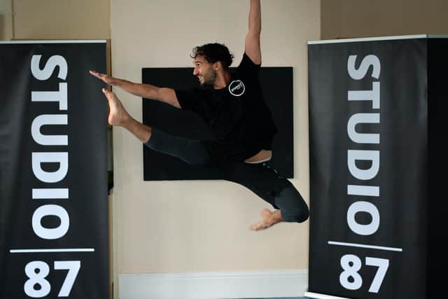 Professional dancer Kade Ferraiolo pictured in Studio 87 - upstairs in Pudsey House